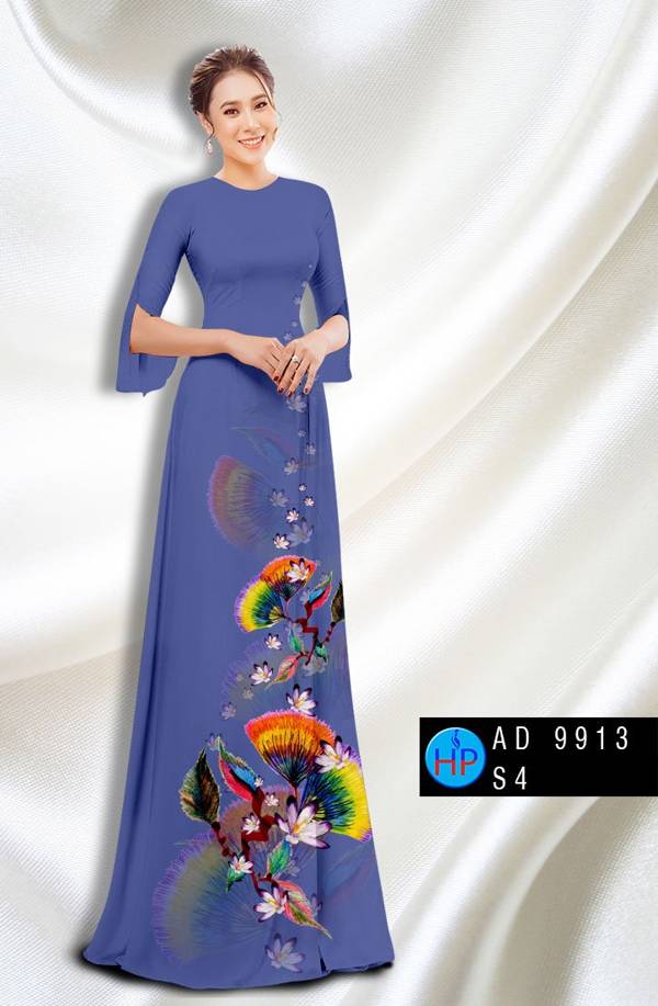 Vải Áo Dài Hoa In 3D Độc Đáo AD 9913 39 Vải Áo Dài Hoa In 3D Độc Đáo AD 9913