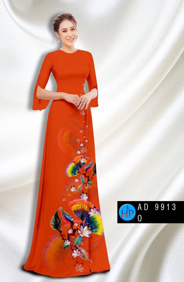 Vải Áo Dài Hoa In 3D Độc Đáo AD 9913 42 Vải Áo Dài Hoa In 3D Độc Đáo AD 9913