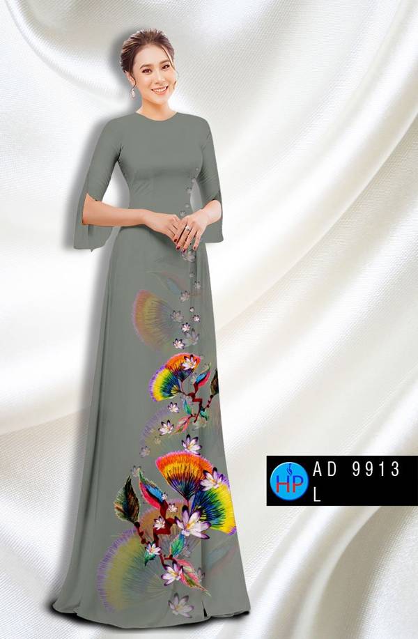 Vải Áo Dài Hoa In 3D Độc Đáo AD 9913 43 Vải Áo Dài Hoa In 3D Độc Đáo AD 9913
