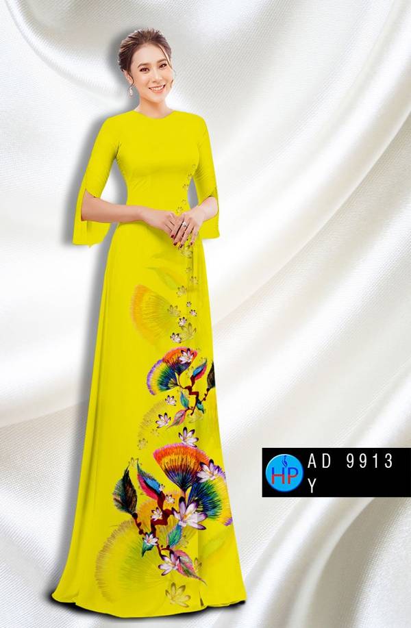 Vải Áo Dài Hoa In 3D Độc Đáo AD 9913 45 Vải Áo Dài Hoa In 3D Độc Đáo AD 9913