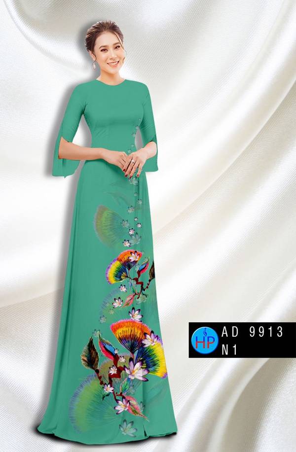 Vải Áo Dài Hoa In 3D Độc Đáo AD 9913 46 Vải Áo Dài Hoa In 3D Độc Đáo AD 9913