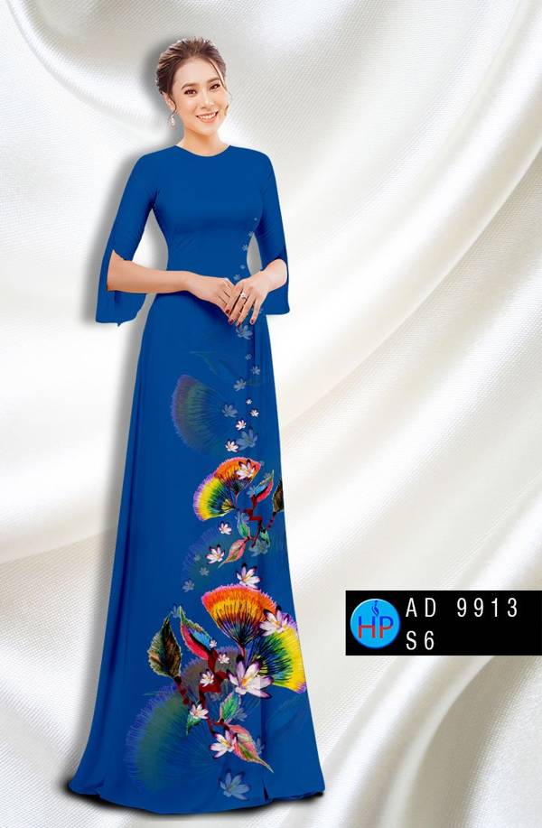 Vải Áo Dài Hoa In 3D Độc Đáo AD 9913 51 Vải Áo Dài Hoa In 3D Độc Đáo AD 9913