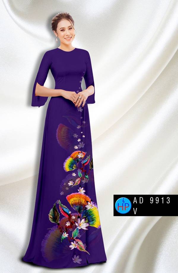 Vải Áo Dài Hoa In 3D Độc Đáo AD 9913 49 Vải Áo Dài Hoa In 3D Độc Đáo AD 9913