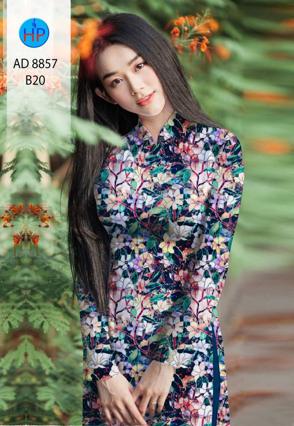Vải Áo Dài Hoa Đều Kiểu Mới AD 8857 40 Vải Áo Dài Hoa Đều Kiểu Mới AD 8857