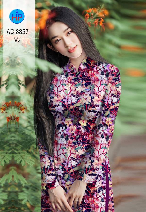 Vải Áo Dài Hoa Đều Kiểu Mới AD 8857 42 Vải Áo Dài Hoa Đều Kiểu Mới AD 8857