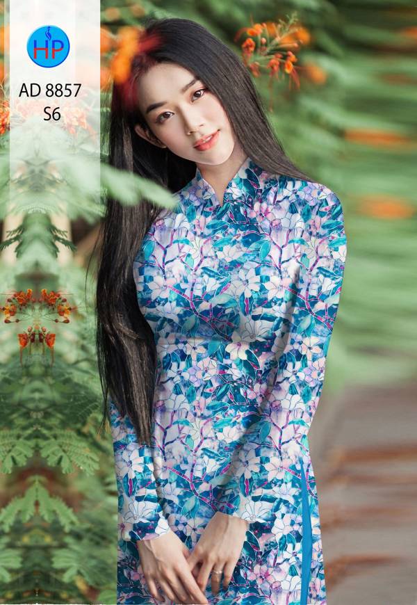 Vải Áo Dài Hoa Đều Kiểu Mới AD 8857 48 Vải Áo Dài Hoa Đều Kiểu Mới AD 8857