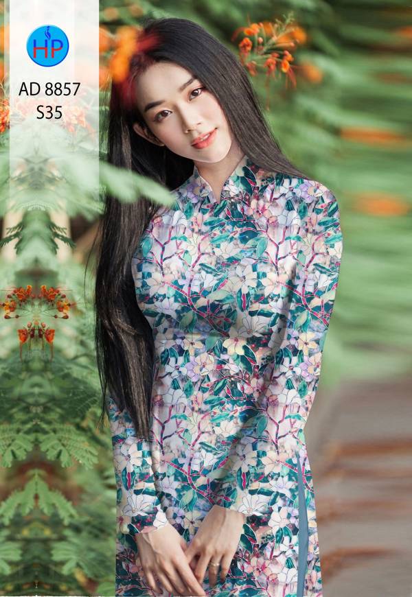 Vải Áo Dài Hoa Đều Kiểu Mới AD 8857 52 Vải Áo Dài Hoa Đều Kiểu Mới AD 8857