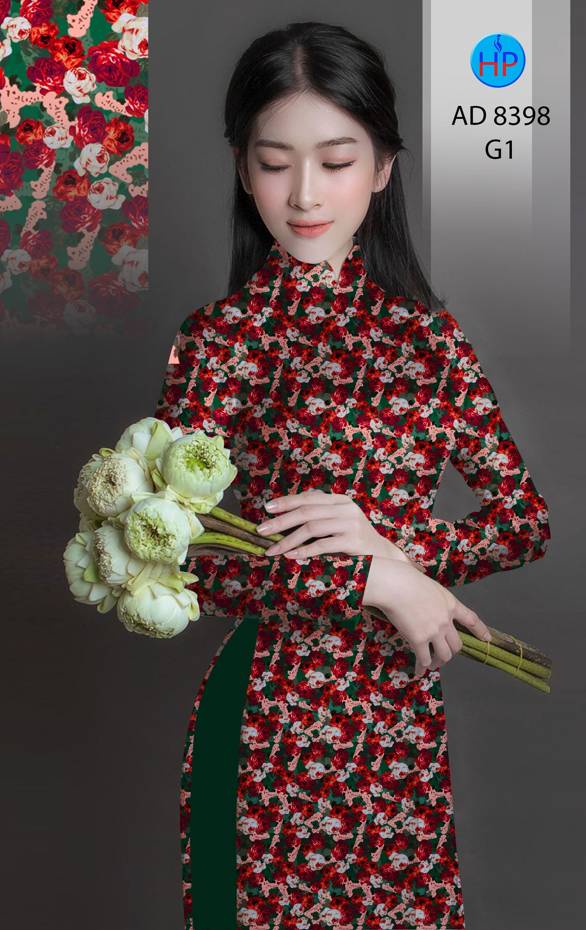 Vải Áo Dài Hoa Hồng Mới Ra AD 8398 41 Vải Áo Dài Hoa Hồng Mới Ra AD 8398