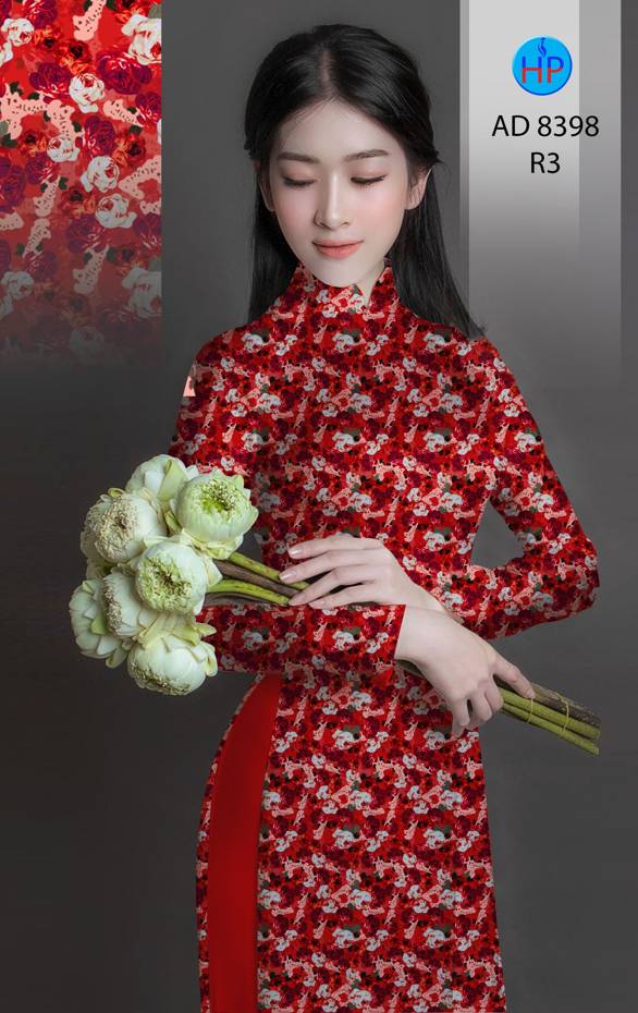 Vải Áo Dài Hoa Hồng Mới Ra AD 8398 43 Vải Áo Dài Hoa Hồng Mới Ra AD 8398