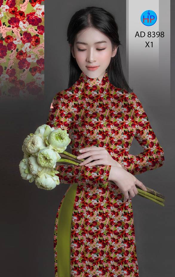 Vải Áo Dài Hoa Hồng Mới Ra AD 8398 48 Vải Áo Dài Hoa Hồng Mới Ra AD 8398