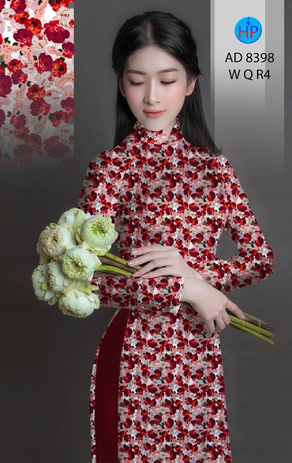 Vải Áo Dài Hoa Hồng Mới Ra AD 8398 51 Vải Áo Dài Hoa Hồng Mới Ra AD 8398