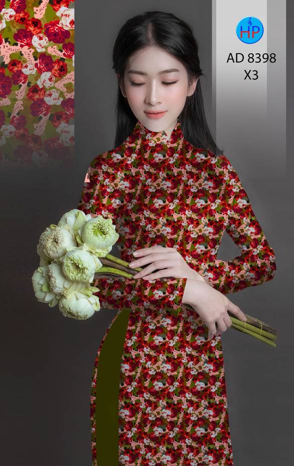 Vải Áo Dài Hoa Hồng Mới Ra AD 8398 49 Vải Áo Dài Hoa Hồng Mới Ra AD 8398