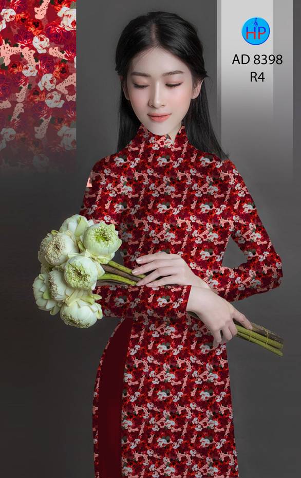 Vải Áo Dài Hoa Hồng Mới Ra AD 8398 55 Vải Áo Dài Hoa Hồng Mới Ra AD 8398