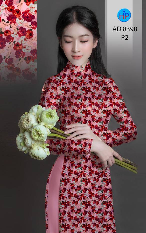 Vải Áo Dài Hoa Hồng Mới Ra AD 8398 54 Vải Áo Dài Hoa Hồng Mới Ra AD 8398