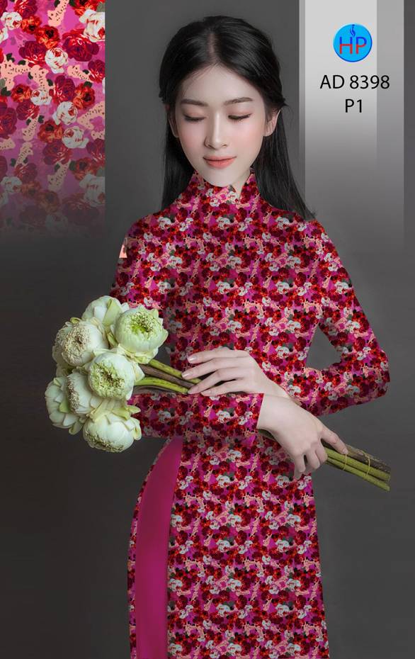Vải Áo Dài Hoa Hồng Mới Ra AD 8398 58 Vải Áo Dài Hoa Hồng Mới Ra AD 8398