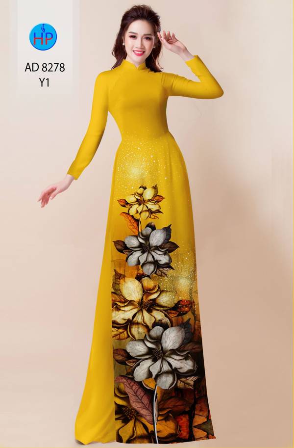 Vải Áo Dài Hoa In 3D Thiết Kế 2021 AD 8278 49 Vải Áo Dài Hoa In 3D Thiết Kế 2021 AD 8278