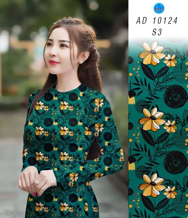 Vải Áo Dài Hoa Đều Vừa Ra AD 10124 46 Vải Áo Dài Hoa Đều Vừa Ra  AD 10124