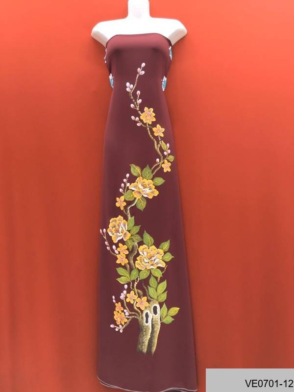 Vải Áo Dài Thái Tuấn Vẽ Hoa Kiểu Mới AD VE0701_135 45 Vải Áo Dài Thái Tuấn Vẽ Hoa Kiểu Mới AD VE0701_135