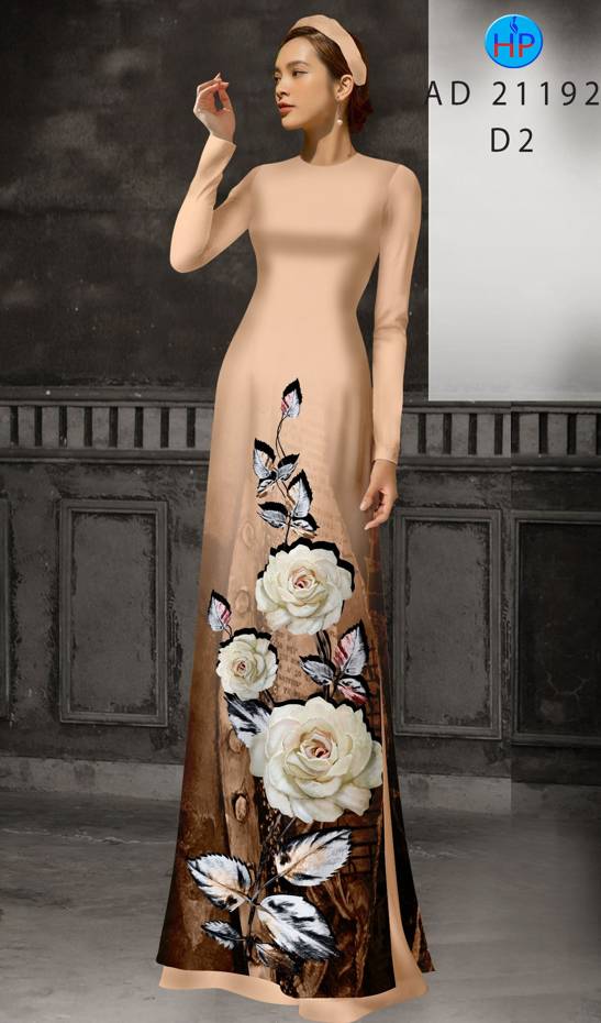 Vải Áo Dài Hoa Hồng Thiết Kế 2021 AD 21192