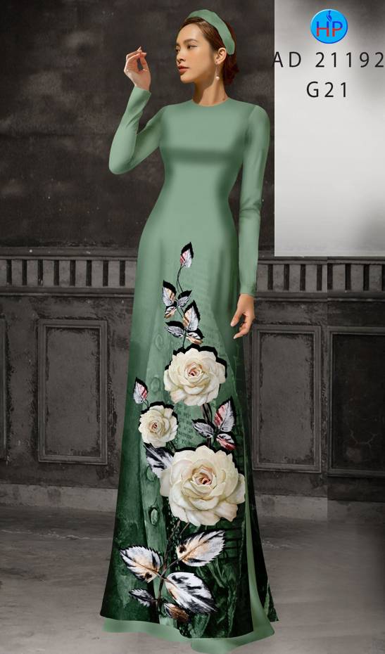 Vải Áo Dài Hoa Hồng Thiết Kế 2021 AD 21192