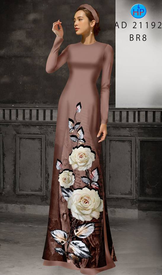 Vải Áo Dài Hoa Hồng Thiết Kế 2021 AD 21192