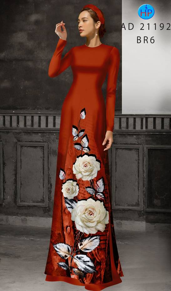 Vải Áo Dài Hoa Hồng Thiết Kế 2021 AD 21192