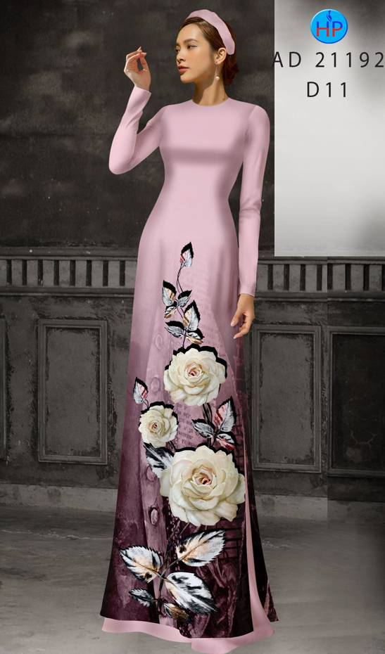 Vải Áo Dài Hoa Hồng Thiết Kế 2021 AD 21192