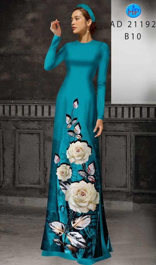 Vải Áo Dài Hoa Hồng Thiết Kế 2021 AD 21192