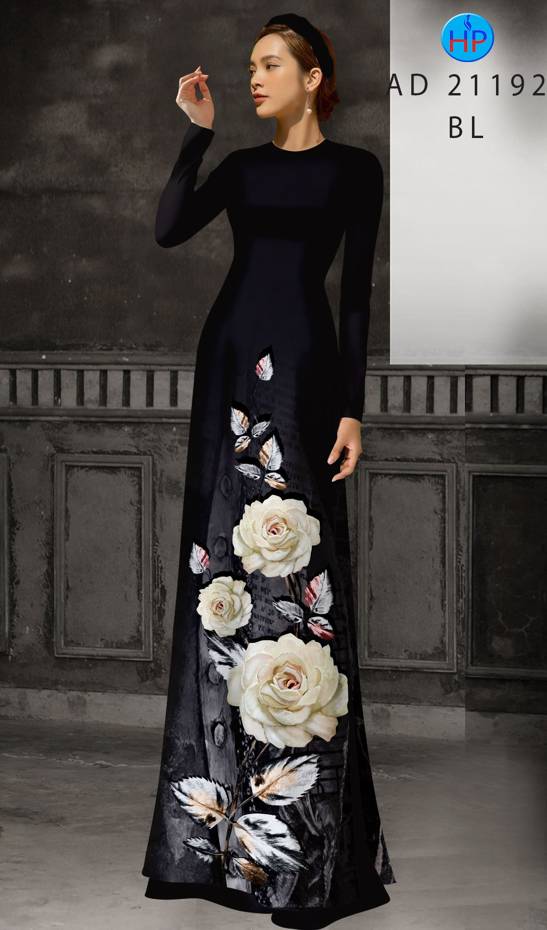 Vải Áo Dài Hoa Hồng Thiết Kế 2021 AD 21192