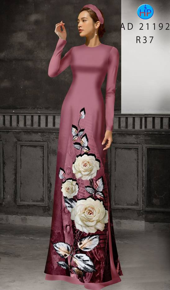 Vải Áo Dài Hoa Hồng Thiết Kế 2021 AD 21192