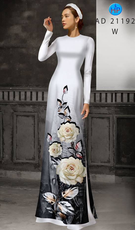 Vải Áo Dài Hoa Hồng Thiết Kế 2021 AD 21192
