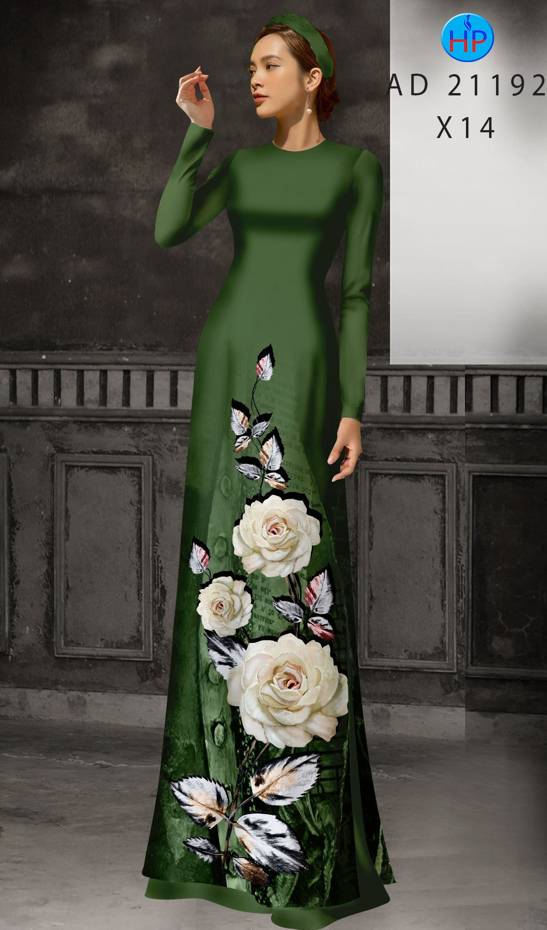 Vải Áo Dài Hoa Hồng Thiết Kế 2021 AD 21192