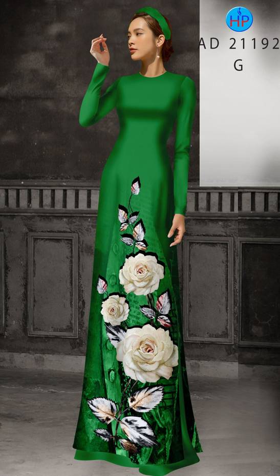 Vải Áo Dài Hoa Hồng Thiết Kế 2021 AD 21192