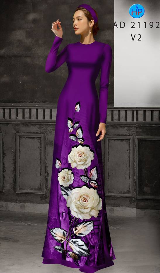 Vải Áo Dài Hoa Hồng Thiết Kế 2021 AD 21192