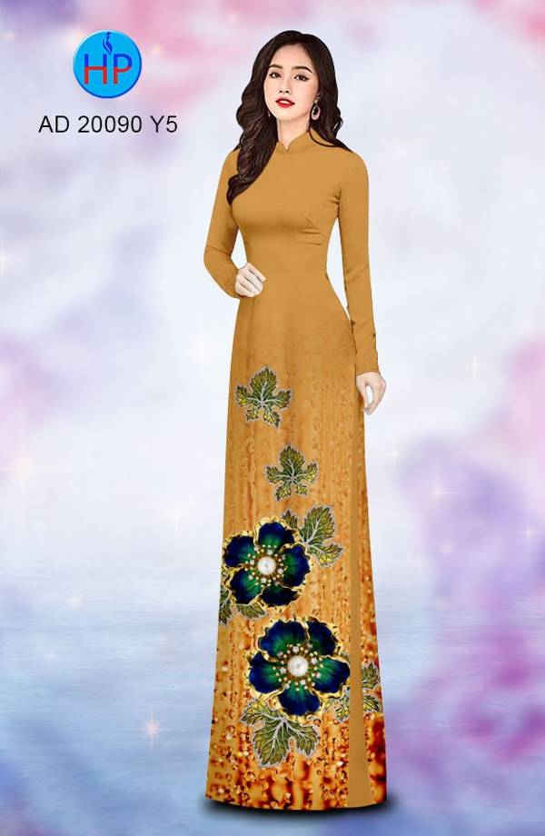 Vải Áo Dài Hoa In 3D Độc Đáo AD 20090 37 Vải Áo Dài Hoa In 3D Độc Đáo AD 20090