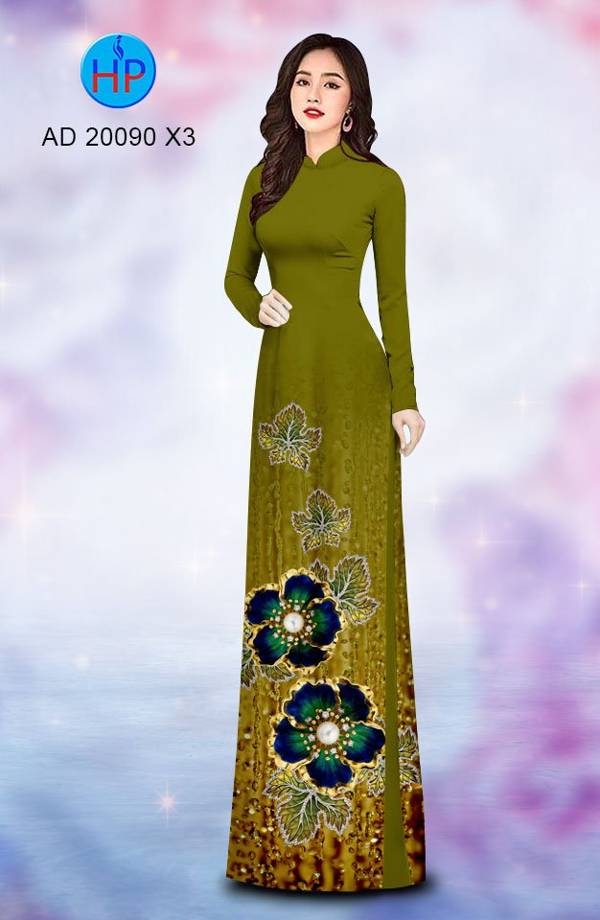 Vải Áo Dài Hoa In 3D Độc Đáo AD 20090 39 Vải Áo Dài Hoa In 3D Độc Đáo AD 20090