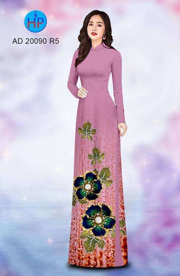 Vải Áo Dài Hoa In 3D Độc Đáo AD 20090 45 Vải Áo Dài Hoa In 3D Độc Đáo AD 20090
