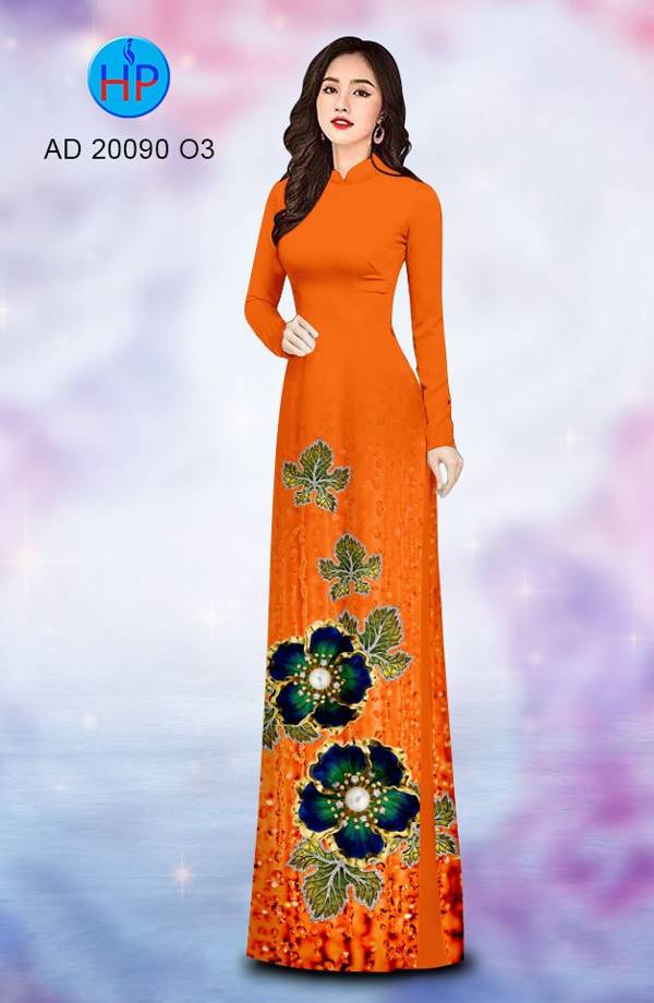 Vải Áo Dài Hoa In 3D Độc Đáo AD 20090 50 Vải Áo Dài Hoa In 3D Độc Đáo AD 20090