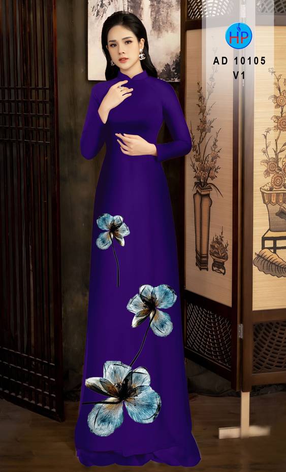 Vải Áo Dài Hoa In 3D Độc Đáo AD 10105 44 Vải Áo Dài Hoa In 3D Độc Đáo AD 10105