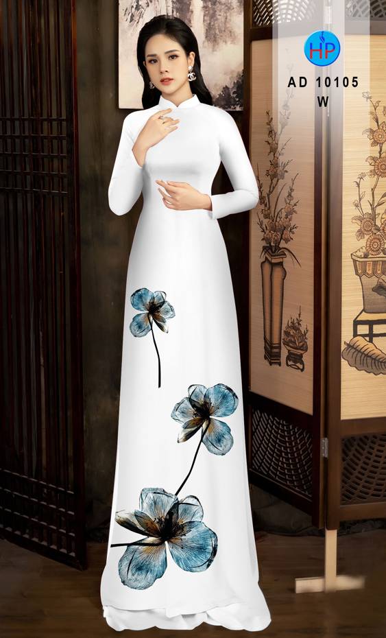 Vải Áo Dài Hoa In 3D Độc Đáo AD 10105 43 Vải Áo Dài Hoa In 3D Độc Đáo AD 10105