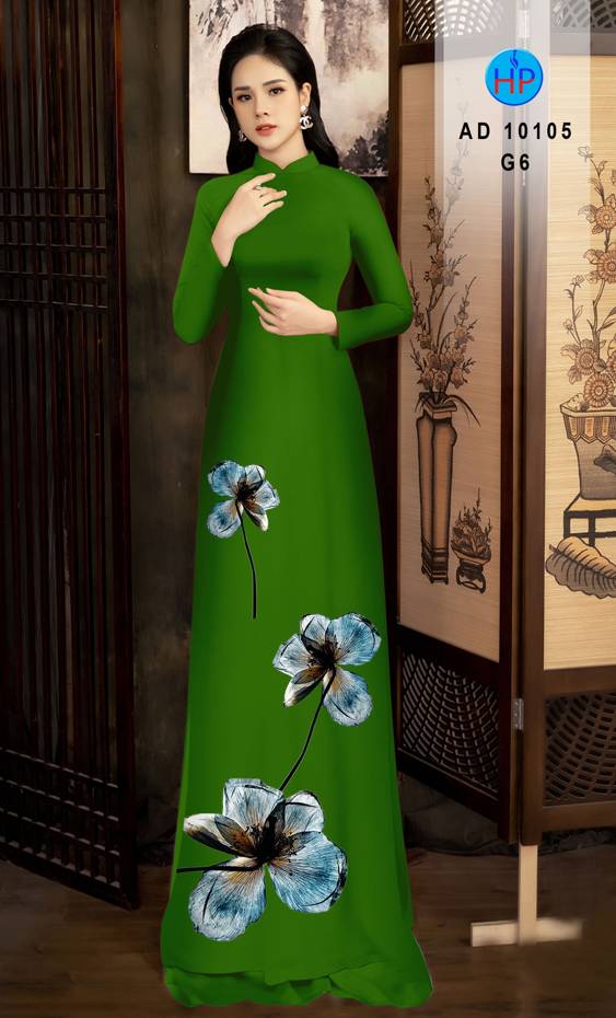 Vải Áo Dài Hoa In 3D Độc Đáo AD 10105 49 Vải Áo Dài Hoa In 3D Độc Đáo AD 10105