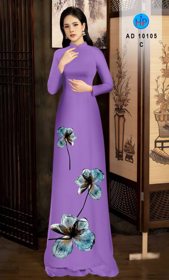 Vải Áo Dài Hoa In 3D Độc Đáo AD 10105 52 Vải Áo Dài Hoa In 3D Độc Đáo AD 10105