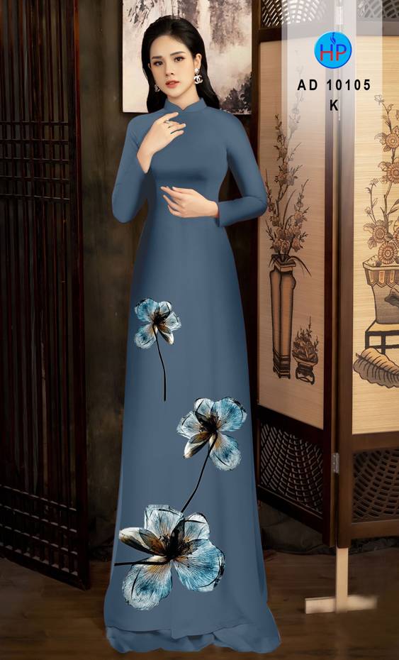 Vải Áo Dài Hoa In 3D Độc Đáo AD 10105 53 Vải Áo Dài Hoa In 3D Độc Đáo AD 10105