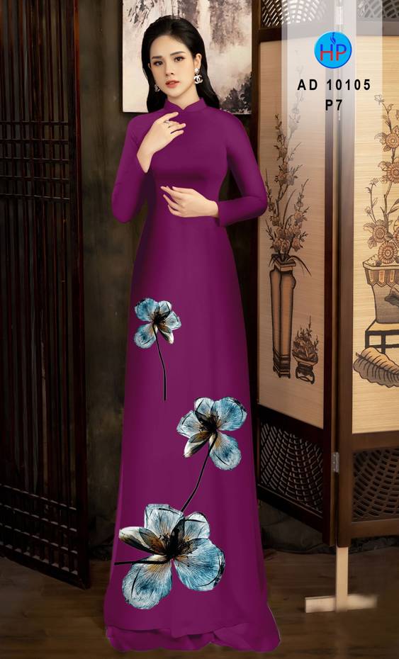 Vải Áo Dài Hoa In 3D Độc Đáo AD 10105 55 Vải Áo Dài Hoa In 3D Độc Đáo AD 10105