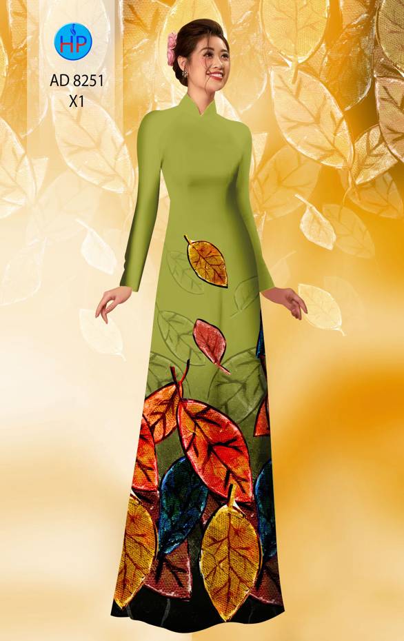 Vải Áo Dài In Hình Lá Mới Ra AD 8251 44 Vải Áo Dài In Hình Lá Mới Ra AD 8251