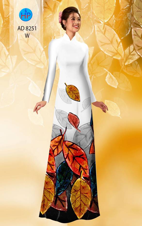 Vải Áo Dài In Hình Lá Mới Ra AD 8251 46 Vải Áo Dài In Hình Lá Mới Ra AD 8251