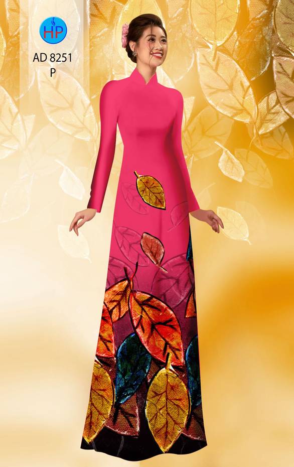 Vải Áo Dài In Hình Lá Mới Ra AD 8251 52 Vải Áo Dài In Hình Lá Mới Ra AD 8251