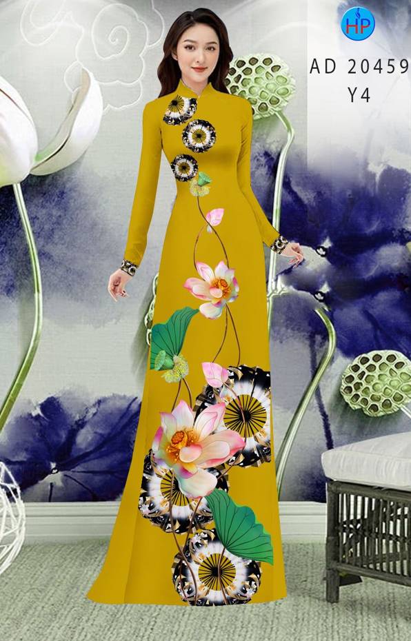 Vải Áo Dài Hoa Sen Thiết Kế 2021 AD 20459