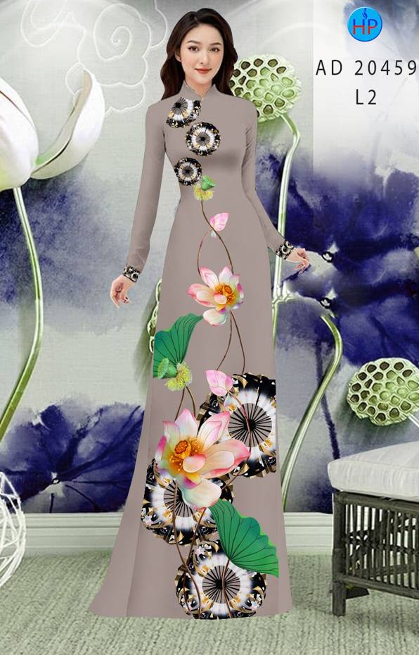 Vải Áo Dài Hoa Sen Thiết Kế 2021 AD 20459