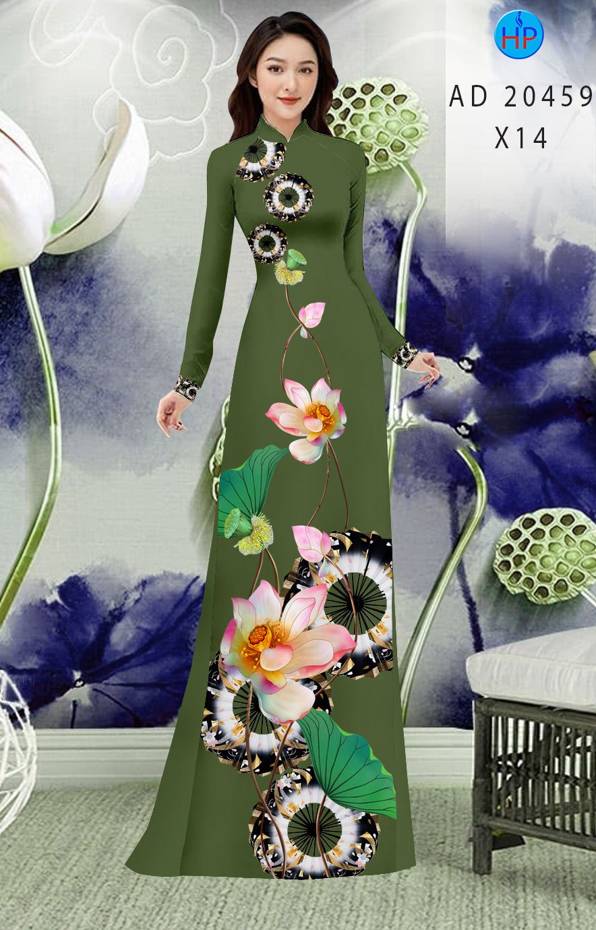 Vải Áo Dài Hoa Sen Thiết Kế 2021 AD 20459